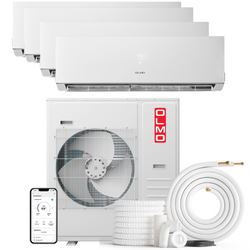 4 Zone OLMO Sierra Multi-Zone 36,000 BTU Quad Zone 9K + 9K + 9K + 12K BTU Wall Mount Ductless Mini Split A/C and Heater with Optional 16ft, 25ft or 50ft Installation Kits