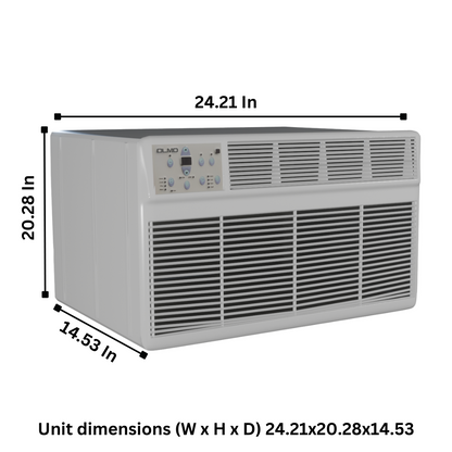 OLMO Through The Wall Air Conditioner (Heating and Cooling) 14K 230v/60hz with Remote Control, Smart Connect, Heat Strip and Optional Sleeve SKU: OW-P14HS230WF - South Mini Splits