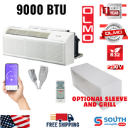 OLMO 9,000 BTU Smart PTAC Packaged Terminal Air Conditioner with Heat Strip 230V, Through The Wall System With Optional Sleeve and Grill  - PTHP Heating And Cooling With Electric Cord and Remote Control OS-MBW-09HS - South Mini Splits