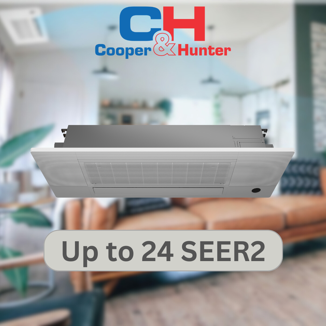 Cooper&Hunter Multi-Zone 6,000 BTU 230V One-Way Ceiling Cassette Air Conditioning Indoor Unit for Heat Pump, Mini Split Inverter System Up To 22 SEER2 with Wi-Fi Enabled Thermostat and Optional Installation Kit СH-06MCT1W-W - South Mini Splits