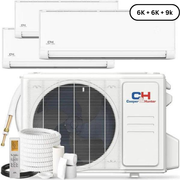 3 Zone Cooper & Hunter Olivia Series Ductless Mini Splits 6k+6k+9k BTU Wall Mounts, R410A, 2.3 Ton 28000 BTU Heat Pump, 23.9 SEER Inverter System, 230V, Tri Zone (3 Heads), Includes Wi-Fi Adapter and Choose Installation Kits - South Mini Splits