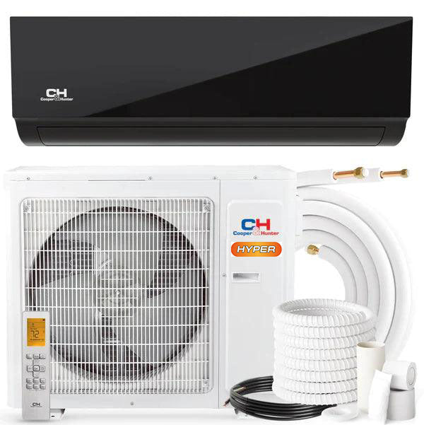 Cooper&Hunter Olivia HYPER Midnight Edition 0.5 Ton Single Zone Air Conditioner & Heat Pump R410A, 6,000 BTU Ductless Mini Split 23.5 SEER Inverter System, 230V, Single Head, with Wi-Fi and Optional Installation Kit. CH-B06OLVWM-230VI + CH-HPR06F9-230VO