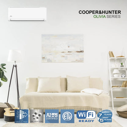 55,000 BTU 2 Zone 30k+30k Ductless Mini Split with Installation Kits, Olivia Series R410A, 20.5 SEER 4 1/2 Ton Dual Zone Two Zone Air Conditioner System Wi-Fi Adapter Included