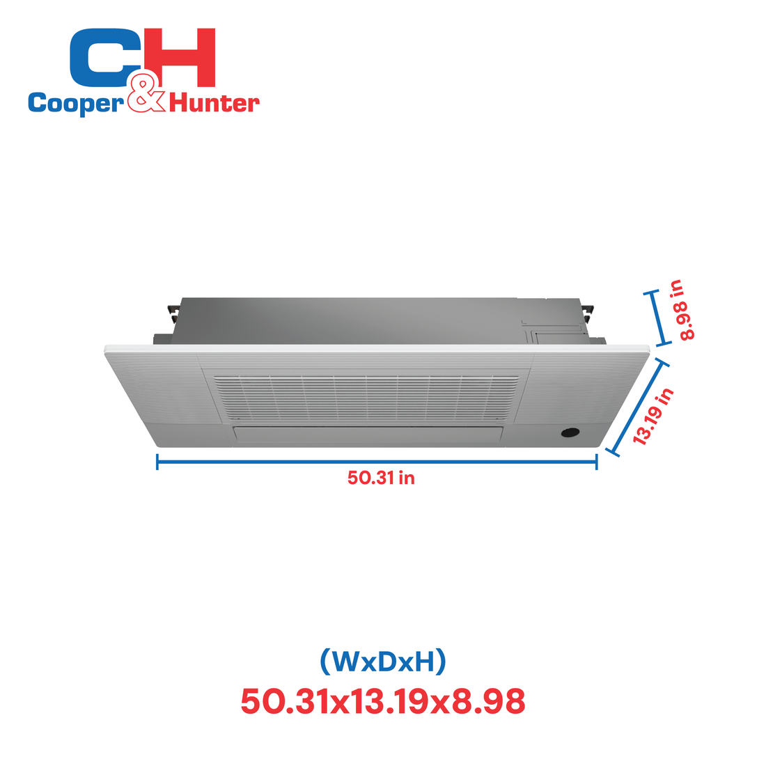 Cooper&Hunter, One-Way Ceiling Cassette 18,000 BTU 230V 1.5 TON HYPER, Air Conditioning Unit for Heat Pump, Mini Split Inverter System, 20.6 SEER, Wi-Fi Enabled Thermostat, Optional Installation Kit, CH-RSH18MCT1W + CH-RHP18-230V0 - South Mini Splits
