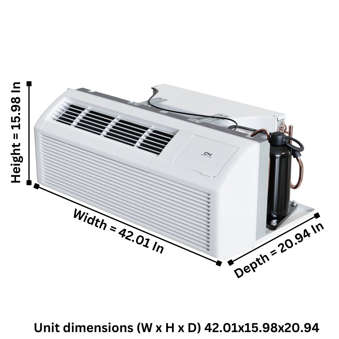 Cooper & Hunter 15,000 BTU Smart PTAC Packaged Terminal Air Conditioner 230V, Through The Wall System With Heat Pump - PTHP Heating And Cooling With Electric Cord and Remote Control CH-PTW-HE15HP - South Mini Splits