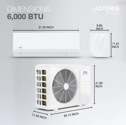 Cooper & Hunter, Astoria Series, 18,000 BTU/h,208- 230V/60HZ, 1.5 Ton, 23.5 SEER Ductless Mini Split AC/Heater With WIFI and Optional Installation Kit - South Mini Splits