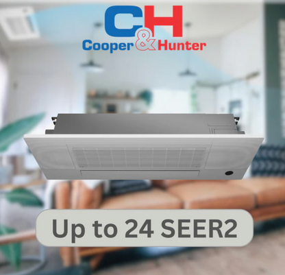 Cooper&Hunter, One-Way Ceiling Cassette HYPER Serries 12,000 BTU 230V 1 TON, Air Conditioning Unit for Heat Pump, Mini Split Inverter System, 23 SEER, Wi-Fi Enabled Thermostat, Optional Installation Kit, CH-RSH06-12MCT1W (Dip Switch 12) + CH-RHP12-230V0