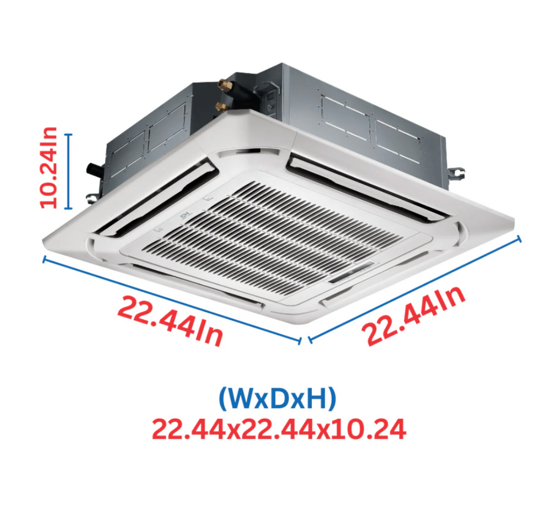Cooper&Hunter R410A, 9,000 BTU 230V Hyper Four Way Ceiling Cassette  20 SEER High Capacity Ductless Mini Split Air Conditioner, Heat Pump 0.75 TON + Installation Kit Option. CH-09MSPHCT-230VI + CH-HPR09-230VO - South Mini Splits