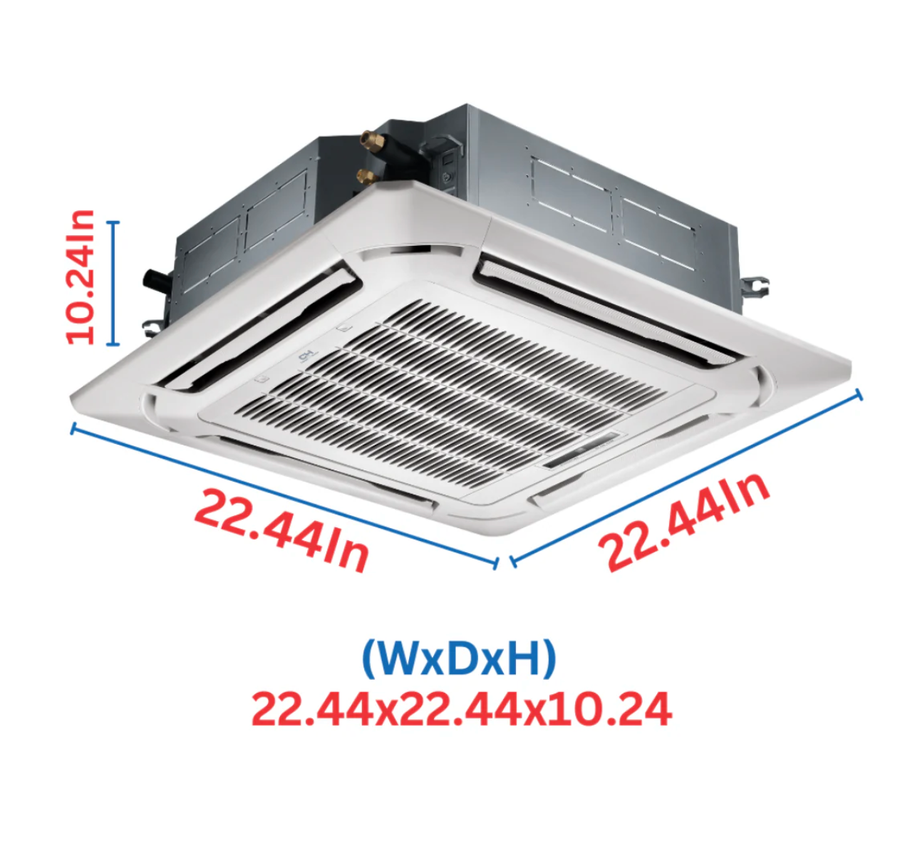 Cooper&Hunter Four Way Ceiling Cassette Hyper, R410A, 18,000 BTU 230V 20.5 SEER High Capacity Ductless Mini Split Air Conditioner, Heat Pump 1.5 TON + Installation Kit Option. CH-18MSPHCT-230VI + CH-HPR18-230VO