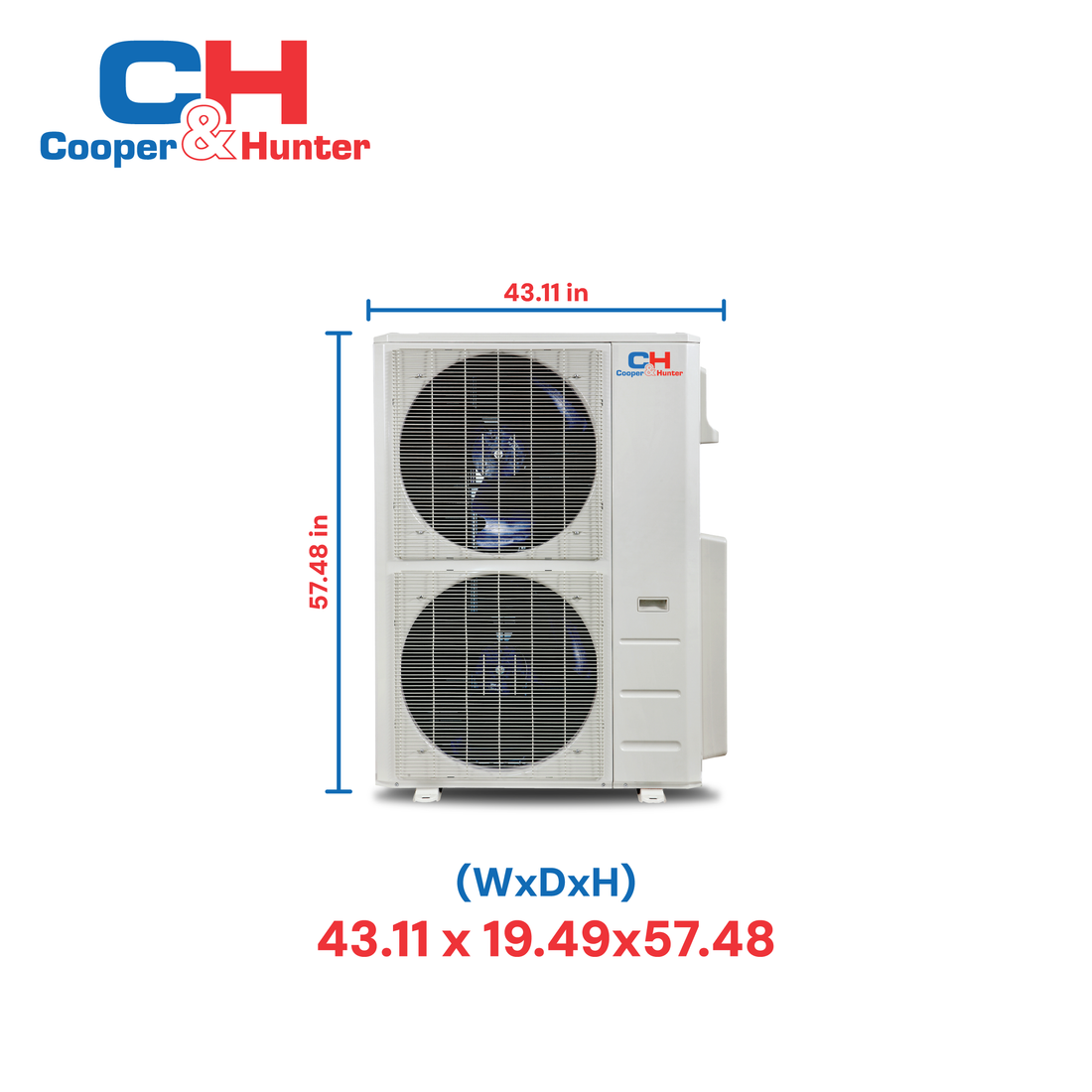Cooper & Hunter Slim Duct Hyper 48,000 BTU 230V R454B Concealed Duct Air Conditioning Unit for Heat Pump Mini Split Inverter System 17.4 SEER2 4 TON With Wi-Fi Enabled Thermostat & Optional Installation Kit CH-RS48LCDT-HS + CH-NHPR48LCU-230VO - South Mini Splits
