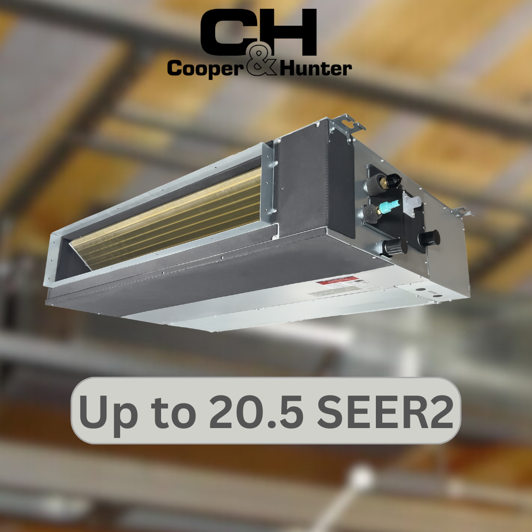 Cooper & Hunter Slim Duct 48,000 BTU 230V, Concealed Duct Air Conditioning Unit for Heat Pump, Mini Split Inverter System, 17.4 SEER2, 4 TON, With Wi-Fi Enabled Thermostat and Optional Installation Kit. CH-48LCDTU/I + CH-N48LCU-230VO - South Mini Splits