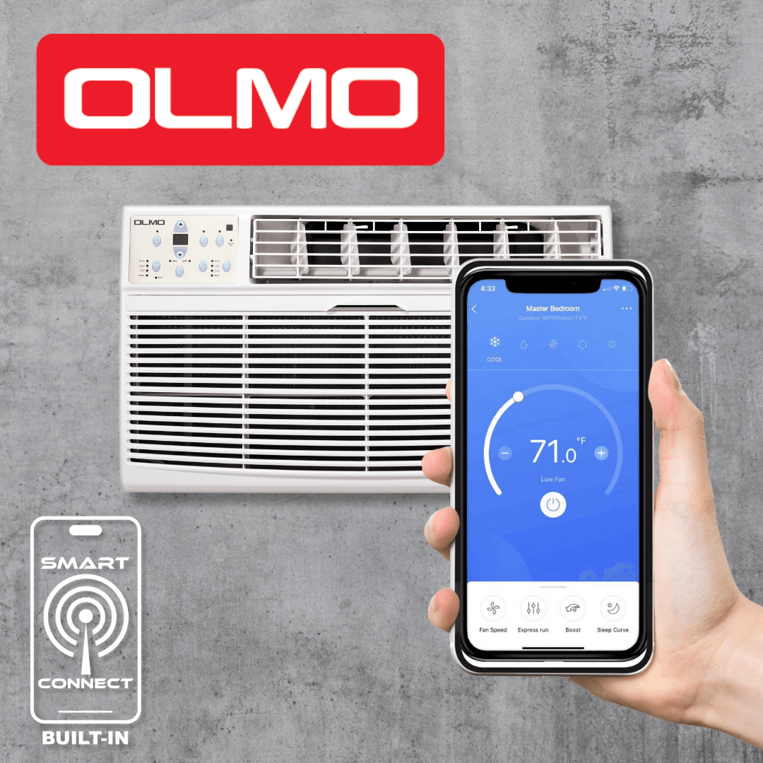 OLMO Through The Wall Air Conditioner 14K 230v/60hz with Remote Control, Smart Connect, Heat Strip and Optional Sleeve - South Mini Splits