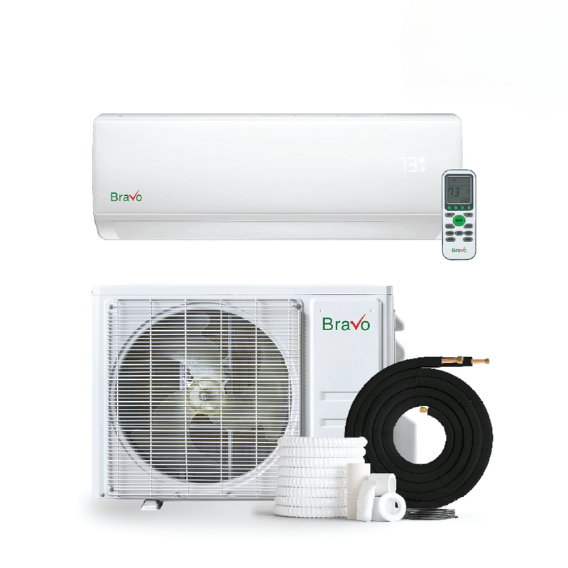 Bravo Roma Single Zone Wall Mount, 1.5 Ton Mini Split AC, Heat Pump, R32, 18,000 BTU Wall Mount Ductless Mini Split, 18 SEER Inverter System, 208/230V/60HZ, Single Head, Smart app, 13FT Installation Kit Included, BRV-R18W-230VI + BRV-R18LS-230VO