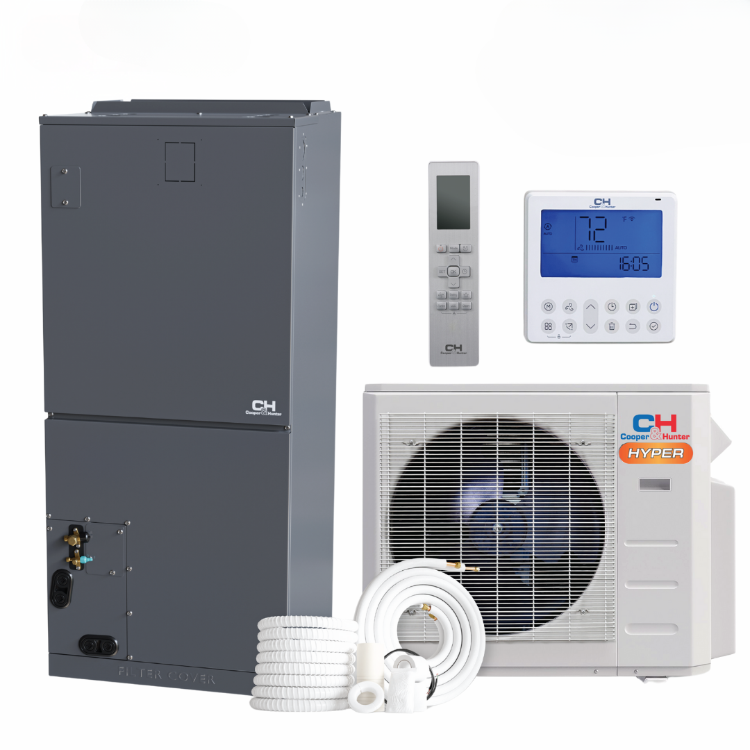 Cooper&Hunter R454B 24,000 BTU High Efficiency Hyper 2 TON 18.7 SEER Ducted Mini Split & Heat Pump Inverter System w/ Multi Position Air Handler Unit Wi-Fi Included - Choose your Installation Kit and Auxiliary Heat Strip Size -CH-RS24MAHU+CH-RHP24-230VO