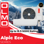 OLMO Alpic Eco Series, R410A, 2 Ton Air Conditioner and Heat Pump, 24,000 BTU Ductless Mini Split, 16.5 SEER Inverter System, 230V, Single Head, with Installation Kit Option. SKU OS-EL24ALP230VI + OS-EL24ALP230VO - South Mini Splits