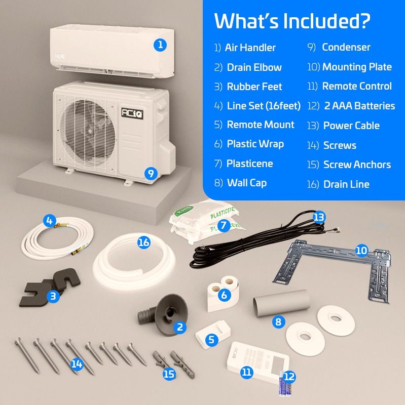 ACiQ 9,000 BTU ACiQ Essentials 19 SEER2 Single Zone Wall Mounted Mini Split Heat Pump System - R454B | White | 115V