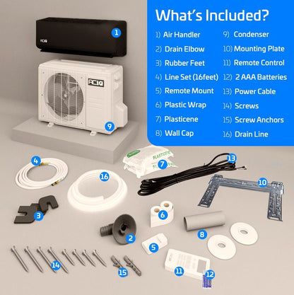 ACiQ 12,000 BTU 21 SEER2 ACiQ Essentials Single Zone Wall Mounted Mini Split System - Black w/ WiFi - 115V
