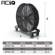 ACiQ 49 Inch Industrial Mobile Drum Fan - 17000 CFM 3-Speed 110V