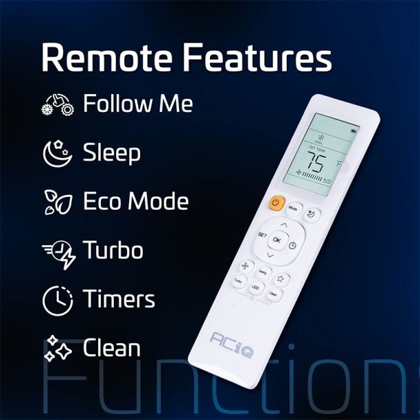 ACiQ 12,000 BTU 25.5 SEER ACiQ Extreme Series Single Zone Wall Mount Mini Split System - WiFi Enabled - R454B