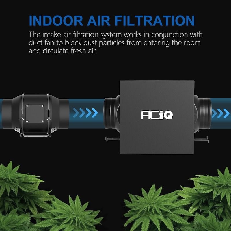 ACiQ 4 Inch Duct Inline Air Purification Filter Box with HEPA & Carbon Filter