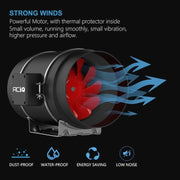 ACiQ 6 Inch Mixed Flow Inline Duct Fan with Temp & Humidity Control - Black