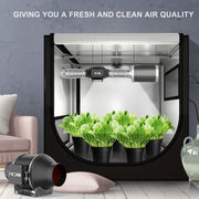 ACiQ 8 Inch Mixed Flow Inline Duct Fan with Temp & Humidity Control - Black