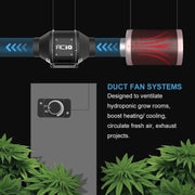 ACiQ 4 Inch Mixed Flow Inline Duct Fan with Integral Dial Speed Control - Black