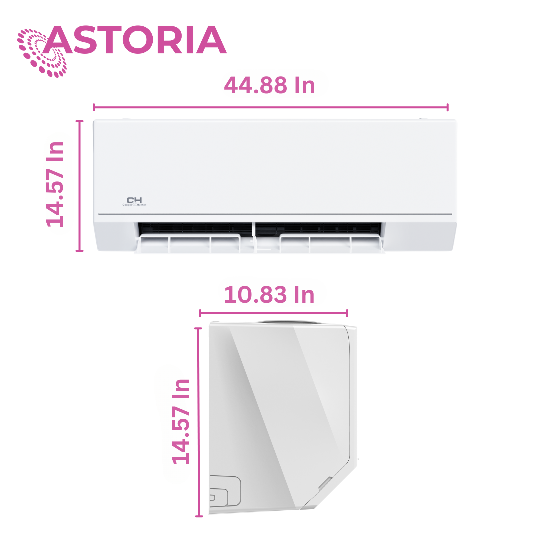 Cooper&Hunter Multi-Zone 30,000 BTU 230V Astoria Series Indoor Wall-Mount Air Conditioning Unit for Heat Pump, Mini Split Inverter System, Up to 28.1 SEER2 with Wi-Fi, Optional Installation Kit - CH-30ASTWM-230VI - South Mini Splits