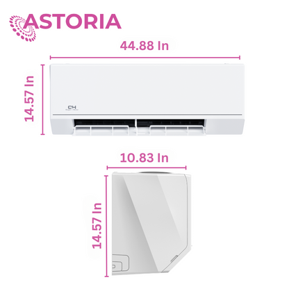 Cooper & Hunter, Astoria Series, R410A, 36,000 BTU/h 208-230V, 3 Ton, 17.5 Seer  Cooling and Heating Ductless Mini Split Wall Mount Air to Air System, With WIFI and Optional Installation Kit CH-36ASTWM-230VI + CH-EL36-230VO