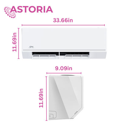 Cooper & Hunter Astoria Series, R410A, 0.75 Ton Single Zone Air Conditioner and Heat Pump, 9,000 BTU/h Ductless Mini Split, 25.5 SEER Inverter System, 208-230V/60HZ, Single Head, with Wi-Fi and Optional Installation Kit. CH-09MASTWM-230VI + CH-ES09-230VO