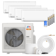 HVACSupplies.com | Cooper&Hunter Hyper Heat Olivia Series 4-Zone Ductless Mini Split AC & Heat Pump -- 36000 BTU (3.0 Ton) Without Shut-off Valves, Wall Mount Units (9K+9K+12K+18K) BTU, Inverter Technology, 230V, Heating & Cooling 