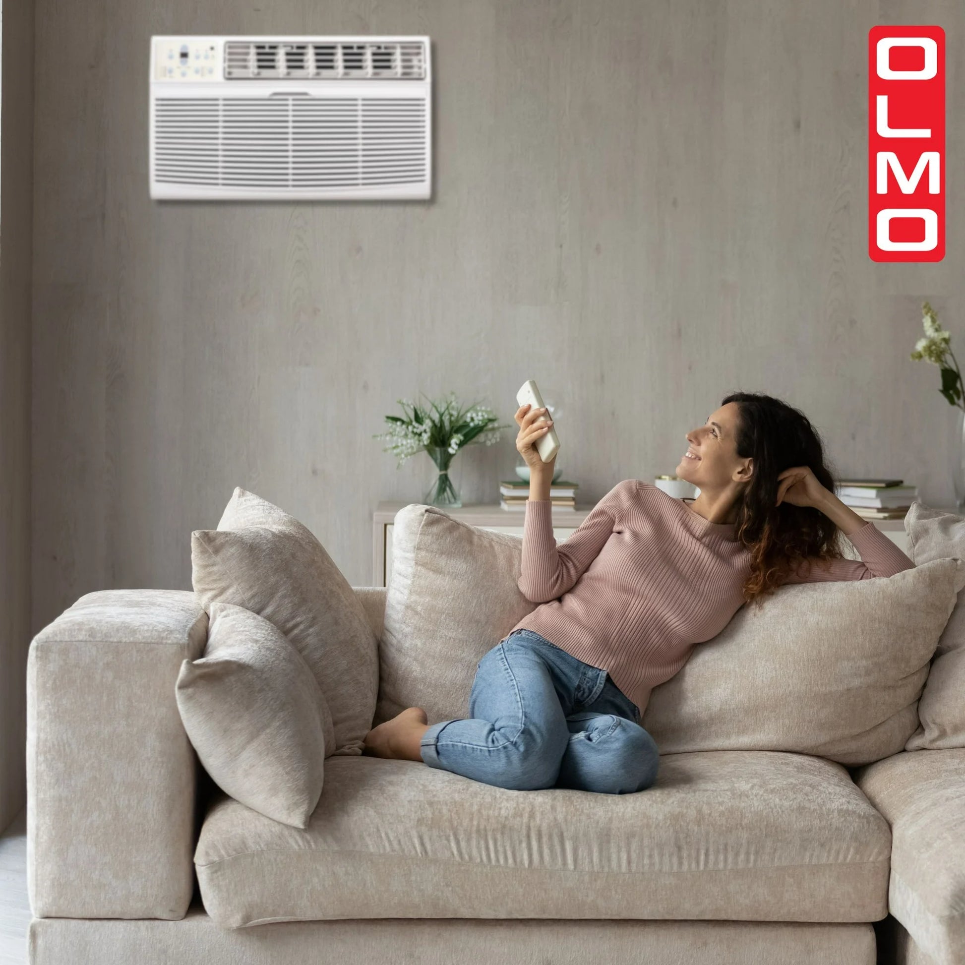 OLMO Through The Wall Air Conditioner (Heating and Cooling) 14K 230v/60hz with Remote Control, Smart Connect, Heat Strip and Optional Sleeve - South Mini Splits