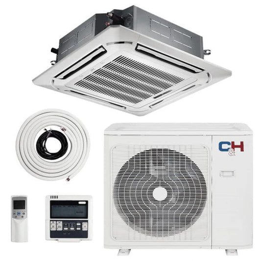 Cooper & Hunter 18,000 BTU 230V 20.5 SEER 1.5 Ton, Ceiling Cassette Ductless Mini Split Air Conditioner 1.5 TON Heat Pump, Sophia Series + Installation Kit Option - South Mini Splits