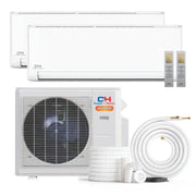 Cooper & Hunter | 19,000 BTU Hyper Cooling and Heating Dual 2 Zone 9,000 BTU + 9,000 BTU, R410A, 21.5 SEER, Wall Mount Ductless Mini Split Heat Pump Air Conditioning System with Installation Kits and Wi-Fi Adapter Included | CLICK HERE TO CONTACT US FOR CUSTOM QUOTES AND QUESTIONS 
CLICK TO CALL US 737-738-6329 FOR ANY QUES