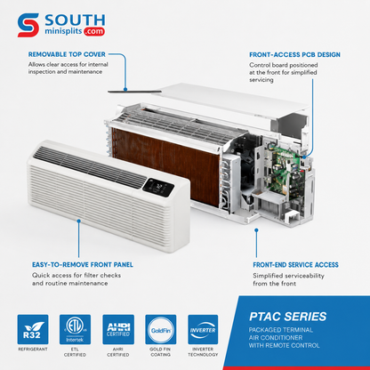 Cooper&amp;Hunter 9,000 BTU Inverter PTAC Heat Pump with WiFi, Electric Heat and Fresh Air - CH-PTI-09HP