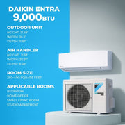Daikin 9,000 BTU Entra 18 SEER2 Single Zone Wall Mount Mini Split Heat Pump System - R32 | 230V