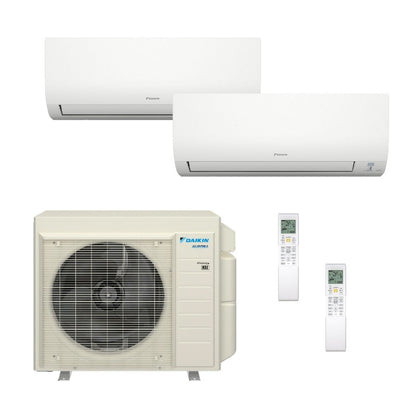 South Mini Splits | Daikin Hyper Heat Aurora 2-Zone Ductless Mini Split AC &amp; Heat Pump w/ Drain Heat Pan 24000 BTU (9K+9K), Wall Mount Units, 230V - R32 