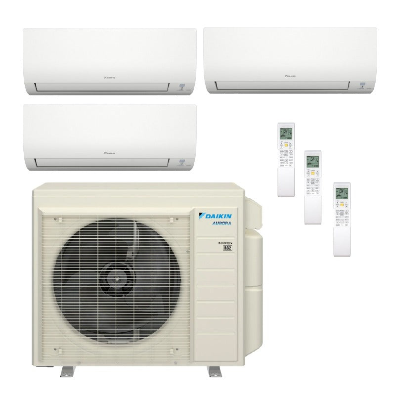 South Mini Splits | Daikin Hyper Heat Aurora 3-Zone Ductless Mini Split AC & Heat Pump w/ Drain Heat Pan 40000 BTU (9K+9K+12K), Wall Mount Units, 230V - R32 