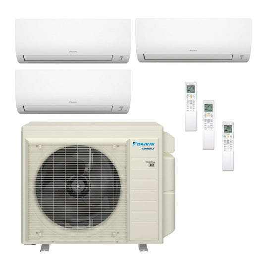 South Mini Splits | Daikin Hyper Heat Aurora 3-Zone Ductless Mini Split AC & Heat Pump w/ Drain Heat Pan 40000 BTU (7K+9K+18K), Wall Mount Units, 230V - R32 
