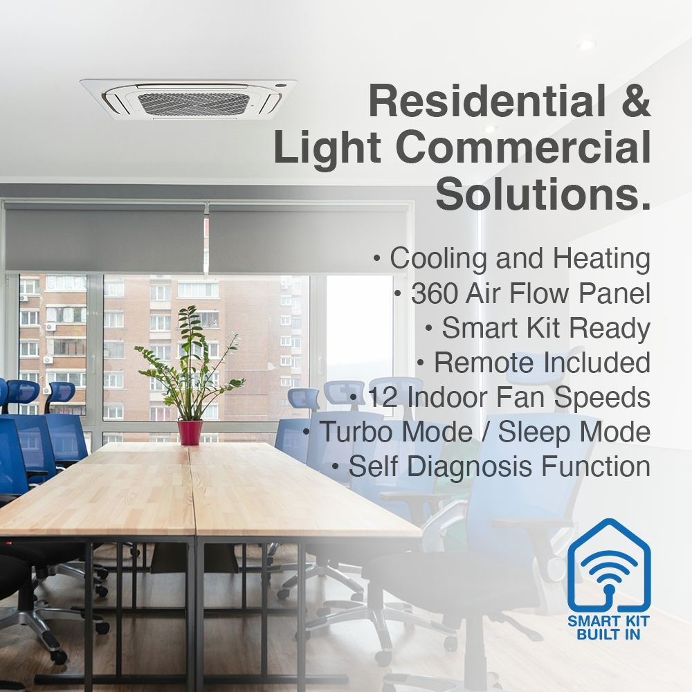 Cooper&Hunter 4-Zone Mini Split AC & Heat Pump -- 60000 (5.0 Ton), Ceiling Cassette Units (12K+18K+18K+18K BTU), Inverter Technology, 230V, Heating & Cooling - R454B