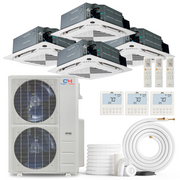 Cooper&Hunter 4-Zone Ductless Mini Split AC & Heat Pump -- 48000 (4.0 Ton), Ceiling Cassette Units (9K+12K+12K+12K BTU), Inverter Technology, 230V, Heating & Cooling - R454B