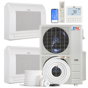 Cooper&Hunter 2-Zone Mini Split AC & Heat Pump -- 60000 (5.0 Ton), Mini Floor Console Units (12K+18K BTU), Inverter Technology, 230V, Heating & Cooling - R454B