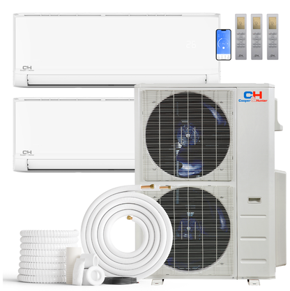 Cooper&amp;Hunter Olivia Series 2-Zone Ductless Mini Split AC &amp; Heat Pump -- 60000 BTU (5.0 Ton), Wall Mount Units (12K+12K) BTU, Inverter Technology, 230V, Heating &amp; Cooling - R454B