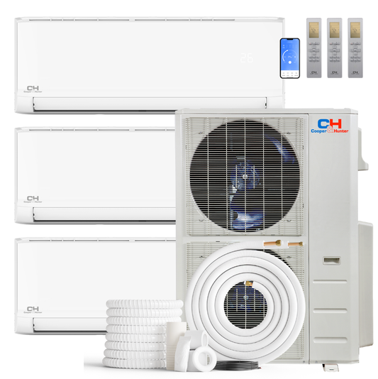 South Mini Splits | Cooper&Hunter Olivia Series 3-Zone Ductless Mini Split AC & Heat Pump -- 48000 BTU (4.0 Ton), Wall Mount Units (6K+18K+24K) BTU, Inverter Technology, 230V, Heating & Cooling - R454B 