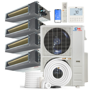Cooper&Hunter 4-Zone Mini Split AC & Heat Pump -- 60000 (5.0 Ton), Slim Duct Units (9K+12K+18K+24K BTU), Inverter Technology, 230V, Heating & Cooling - R454B