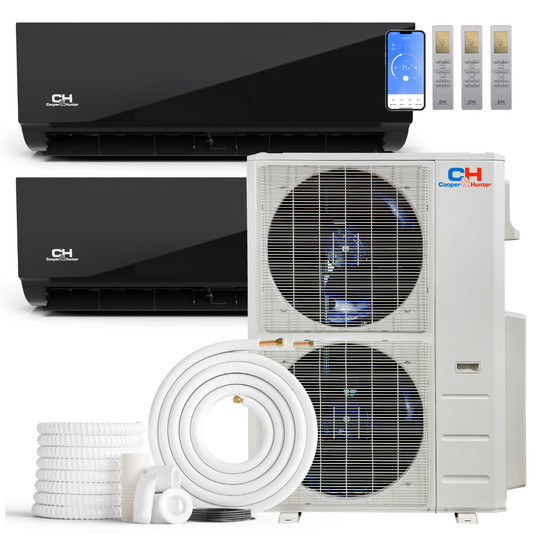 Cooper&Hunter 2-Zone Mini Split AC & Heat Pump -- 60000 (5.0 Ton), Wall Mount Units (12K+18K BTU), Inverter Technology, 230V, Heating & Cooling - R454B