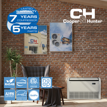 Cooper&amp;Hunter 2-Zone Mini Split AC &amp; Heat Pump -- 60000 (5.0 Ton), Universal Floor/Ceiling Units (18K+18K BTU), Inverter Technology, 230V, Heating &amp; Cooling - R454B