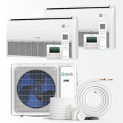South Mini Splits | Bravo Milano Series 2-Zone Ductless Mini Split AC & Heat Pump -- 18000 BTU (1.5 Ton), Universal Floor Ceiling Units (9K+9K) BTU, Inverter Technology, 230V, Heating & Cooling 