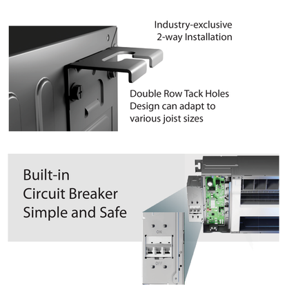 Cooper&amp;Hunter 3-Zone Mini Split AC &amp; Heat Pump -- 36000 (3.0 Ton), One-Way Ceiling Cassette Units (9K+9K+18K BTU), Inverter Technology, 230V, Heating &amp; Cooling - R454B