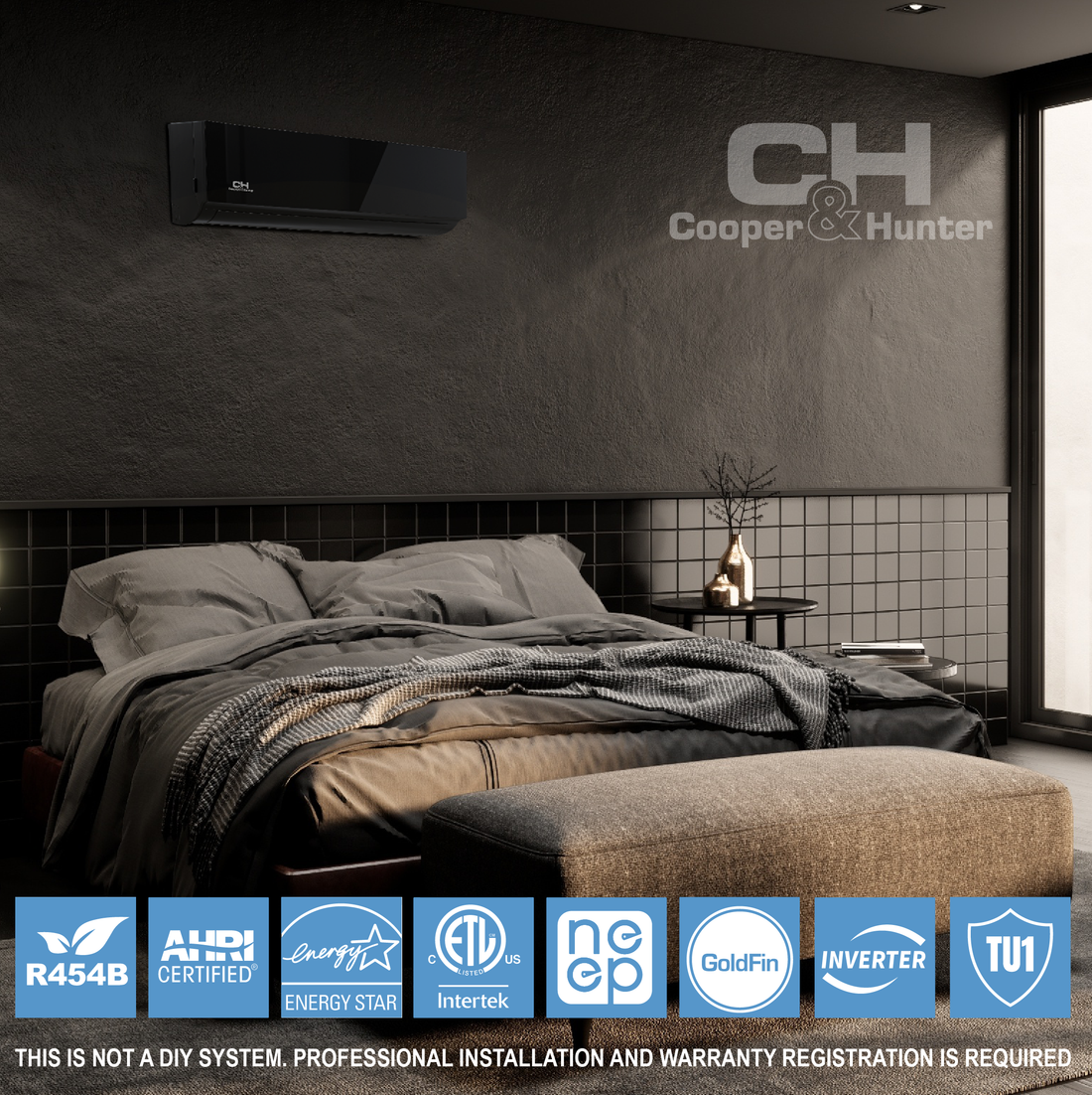 Cooper&Hunter 4-Zone Mini Split AC & Heat Pump -- 36000 (3.0 Ton), Wall Mount Units (12K+12K+12K+12K BTU), Inverter Technology, 230V, Heating & Cooling - R454B